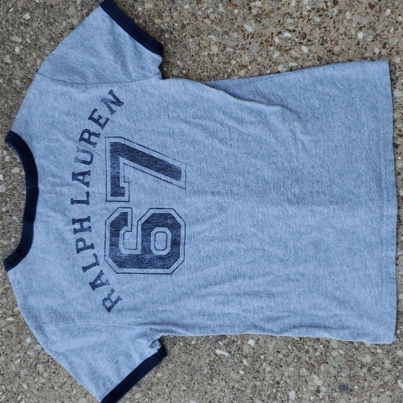 Polo Ralph Lauren Grey Blue Logo T-Shirt Youth S 8 67 Casual Tee - Picture 4 of 5
